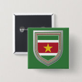 Suriname Flag Shield Vierkante Button 5,1 Cm (Voorkant /achterkant)