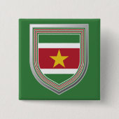 Suriname Flag Shield Vierkante Button 5,1 Cm (Voorkant)