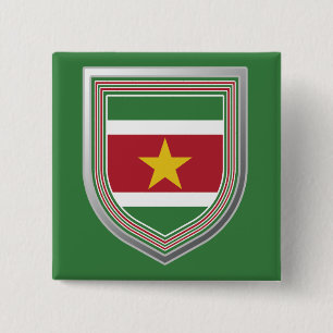 Suriname Flag Shield Vierkante Button 5,1 Cm