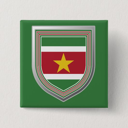 Suriname Flag Shield Vierkante Button 5,1 Cm (Voorkant)