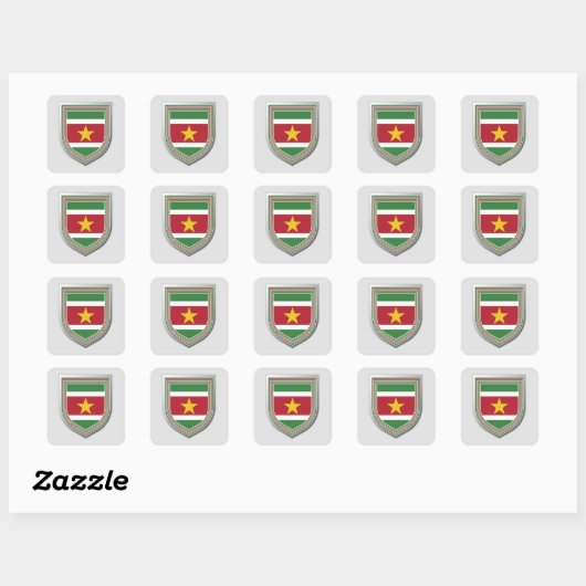 Suriname Flag Shield Vierkante Sticker (Vel)