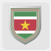 Suriname Flag Shield Vierkante Sticker (Voorkant)
