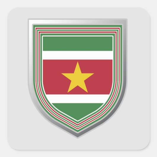Suriname Flag Shield Vierkante Sticker (Voorkant)
