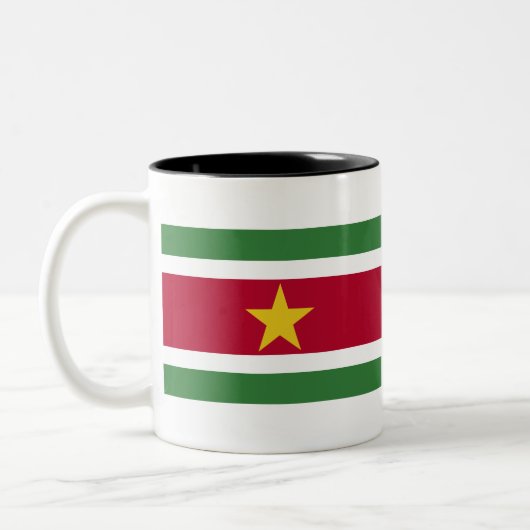 Suriname Flag Tweekleurige Koffiemok (Links)