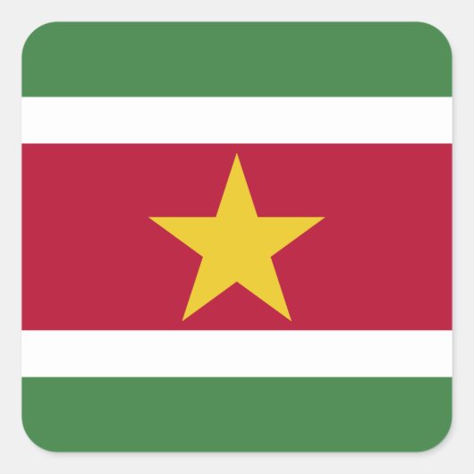 Suriname Flag Vierkante Sticker (Voorkant)