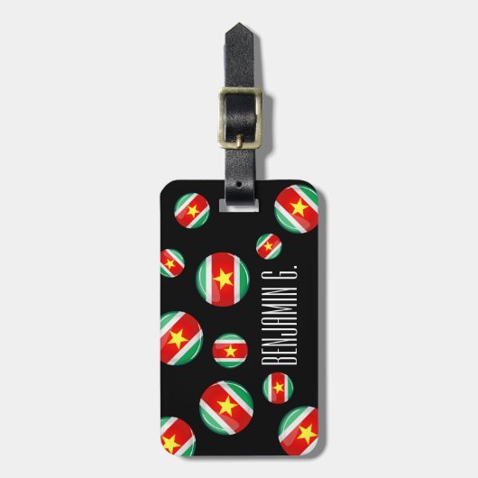 Suriname Glossy Round Flag Bagagelabel (Voorkant verticaal)