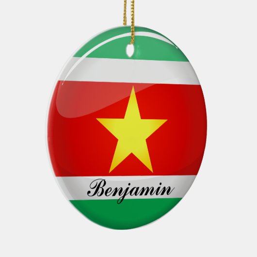 Suriname Glossy Round Flag Keramisch Ornament (Rechts)