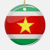 Suriname Glossy Round Flag Keramisch Ornament (Achterkant)