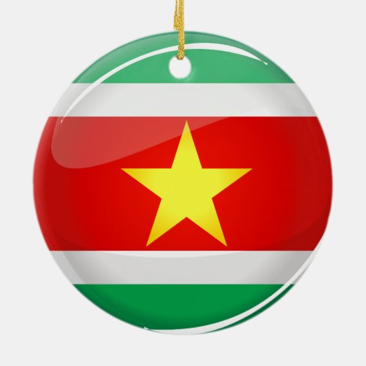 Suriname Glossy Round Flag Keramisch Ornament (Achterkant)