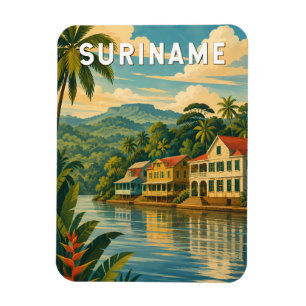 Suriname Illustratie Reis Kunst Vintage Magneet