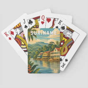 Suriname Illustratie Reis Kunst Vintage Pokerkaarten