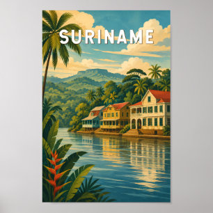 Suriname Illustratie Reis Kunst Vintage Poster