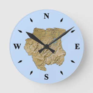 Suriname Map Clock Ronde Klok