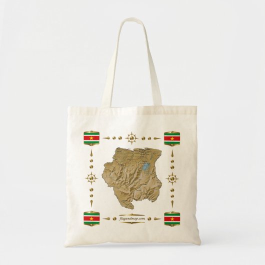 Suriname Map + Flagzak Tote Bag (Voorkant)