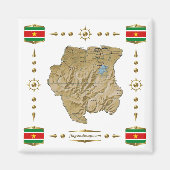 Suriname Map + Vlaggen Magnet (Voorkant)