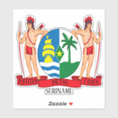 Suriname National Coat of Arms Patriotic Sticker (Vel)