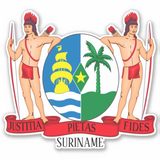 Suriname National Coat of Arms Patriotic Sticker (Voorkant)