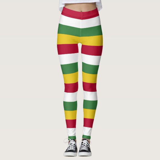 Suriname National Flag Colors Horizontal Striped Leggings (Voorkant)