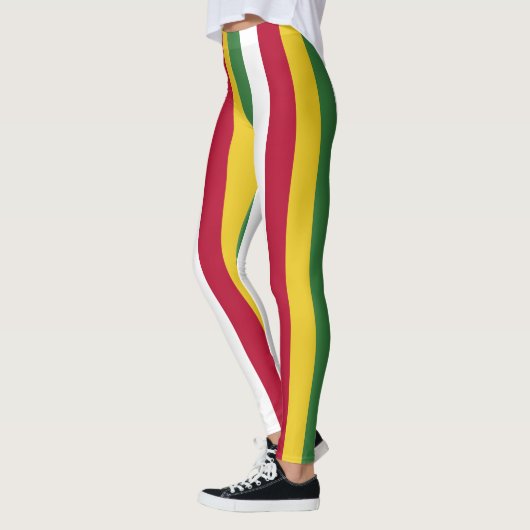 Suriname National Flag Colors Verticaal gestreept Leggings (Links)