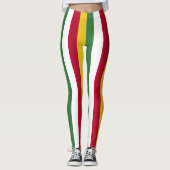 Suriname National Flag Colors Verticaal gestreept Leggings (Voorkant)