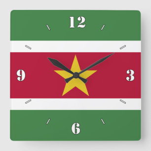 Suriname National Flag Patriotic Vierkante Klok