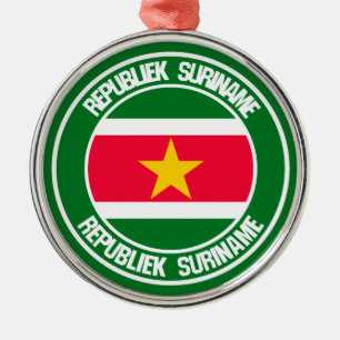 Suriname Rond Embleem Metalen Ornament