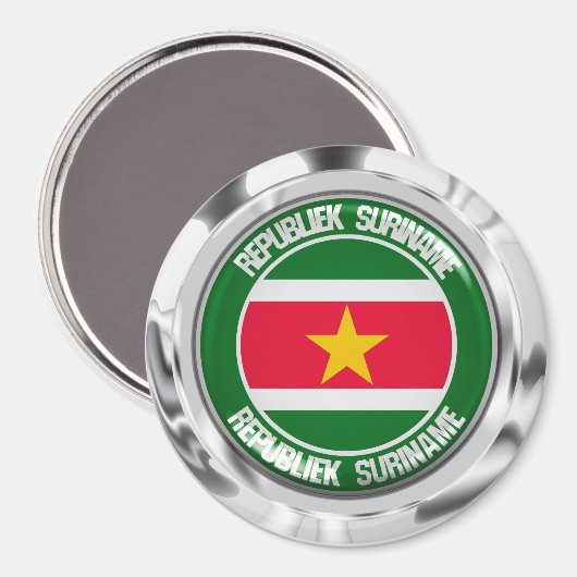 Suriname Round Emblem Magneet (Voorkant / Achterkant)