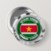Suriname Round Emblem Ronde Button 7,6 Cm (Voorkant /achterkant)