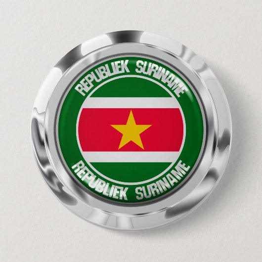 Suriname Round Emblem Ronde Button 7,6 Cm (Voorkant)