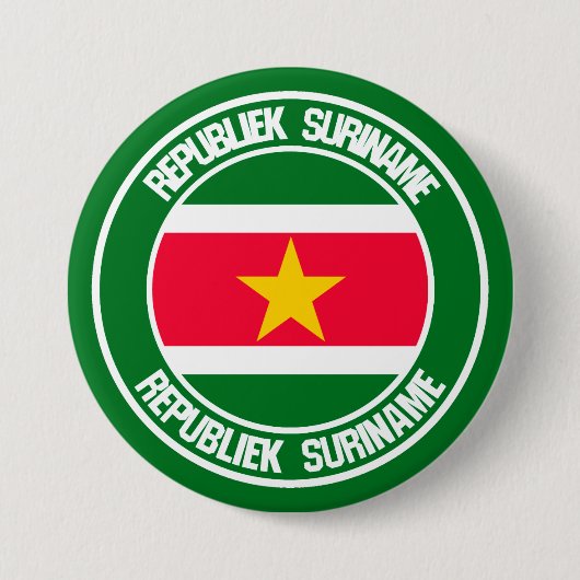 Suriname Round Emblem Ronde Button 7,6 Cm (Voorkant)