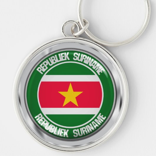 Suriname Round Emblem Sleutelhanger (Voorkant)