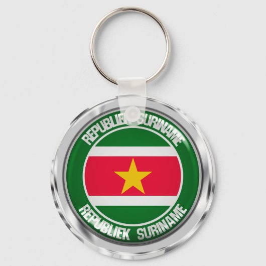 Suriname Round Emblem Sleutelhanger (Voorkant)