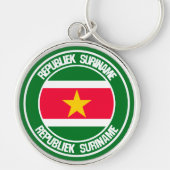 Suriname Round Emblem Sleutelhanger (Voorkant)
