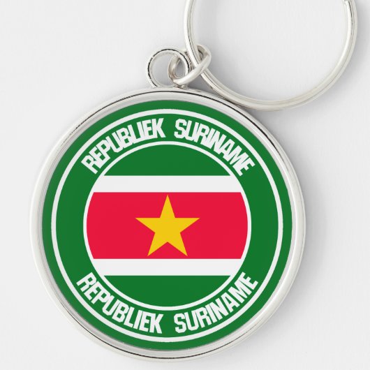 Suriname Round Emblem Sleutelhanger (Voorkant)