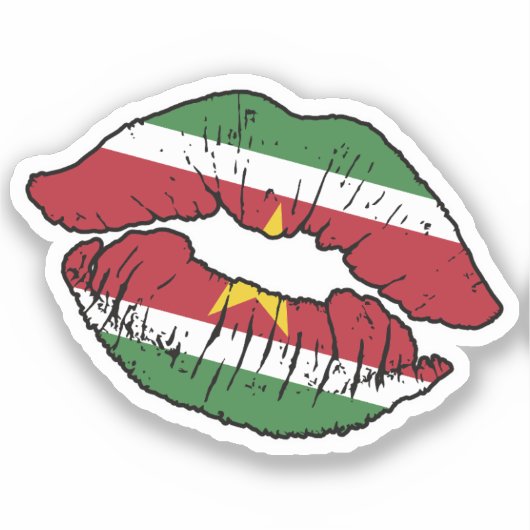 Suriname Surinaamse lippenstift liefde vlag Sticker (Voorkant)
