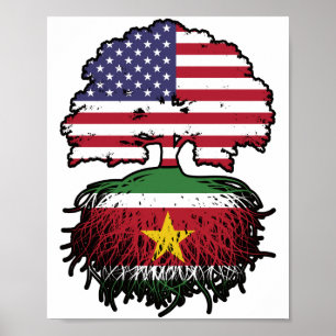 Suriname Suriname American USA Tree Roots Flag Poster