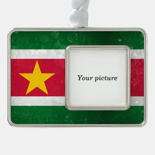 Suriname Verzilverd Omlijst Ornament (Voorkant)