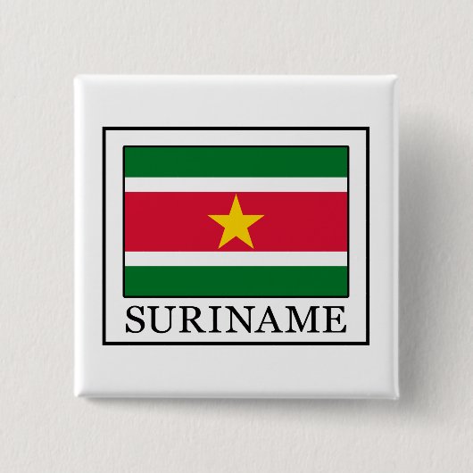 Suriname Vierkante Button 5,1 Cm (Voorkant)