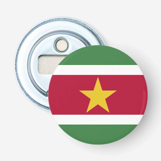 Suriname Vlag Button Flesopener (Voorkant)