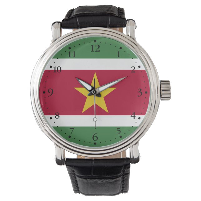Suriname Vlag Horloge (Voorkant)
