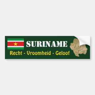 Suriname Vlag + Landkaart Bumpersticker