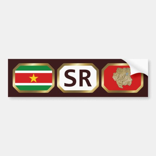 Suriname Vlag Landkaart Code Bumpersticker (Voorkant)