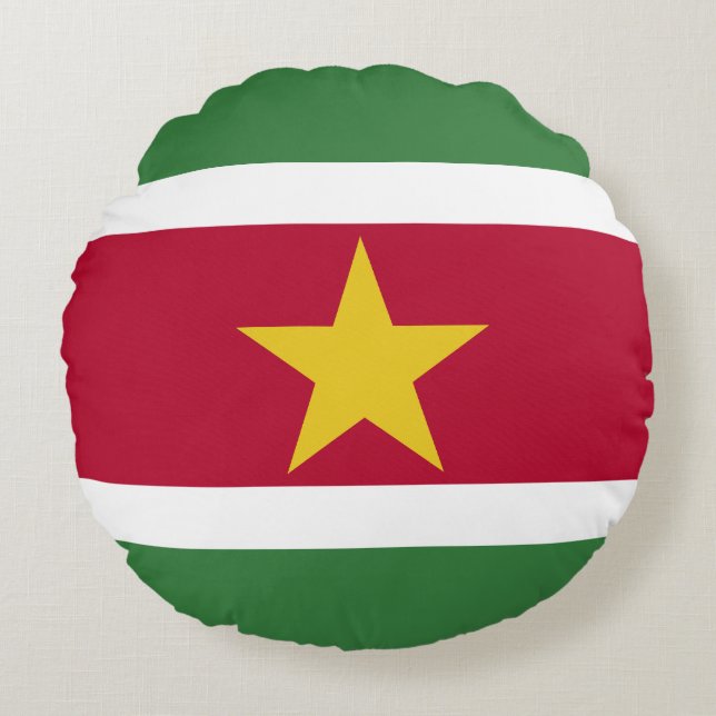 Suriname Vlag Rond Kussen (Voorkant)