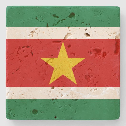 Suriname Vlag Steen Onderzetter (Voorkant)
