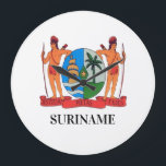SURINAME wandklok met wapenlaag<br><div class="desc">Suriname Coat of Arms Wall Clock</div>