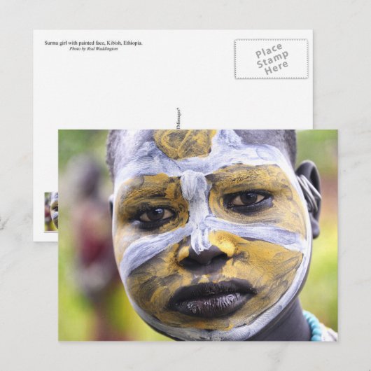 Surma meisje met schilderd gezicht briefkaart (Voorkant / Achterkant)