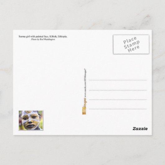 Surma meisje met schilderd gezicht briefkaart (Achterkant)