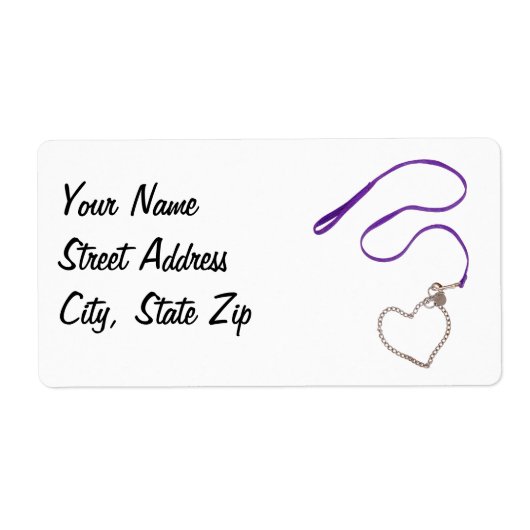 Surpentine Paarse riem en hartketen Etiket (Voorkant)