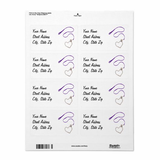 Surpentine Paarse riem en hartketen Etiket (Full Sheet)