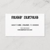 Surpluscentrum Visitekaartje (Achterkant)